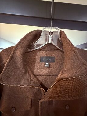 Banana Republic XS Chocolate Brown Zip-Up Knit Jacket - EXCELLENT